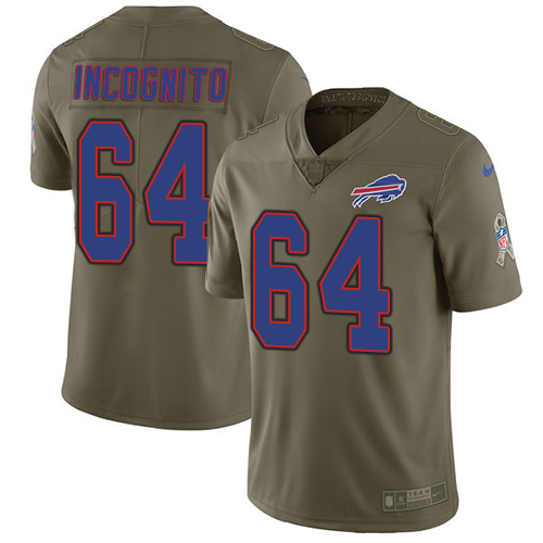 Nike Bills #64 Richie Incognito Olive Men's Stitched NFL Limited Salute To Service Jersey - Click Image to Close